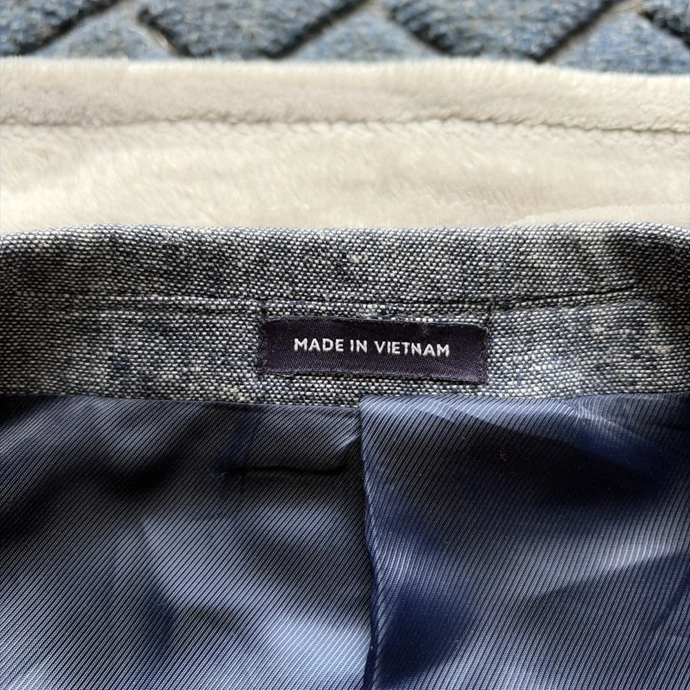 Stafford Signature Blue Classic Fit Linen Blend Lightweight Blazer Sport 54L